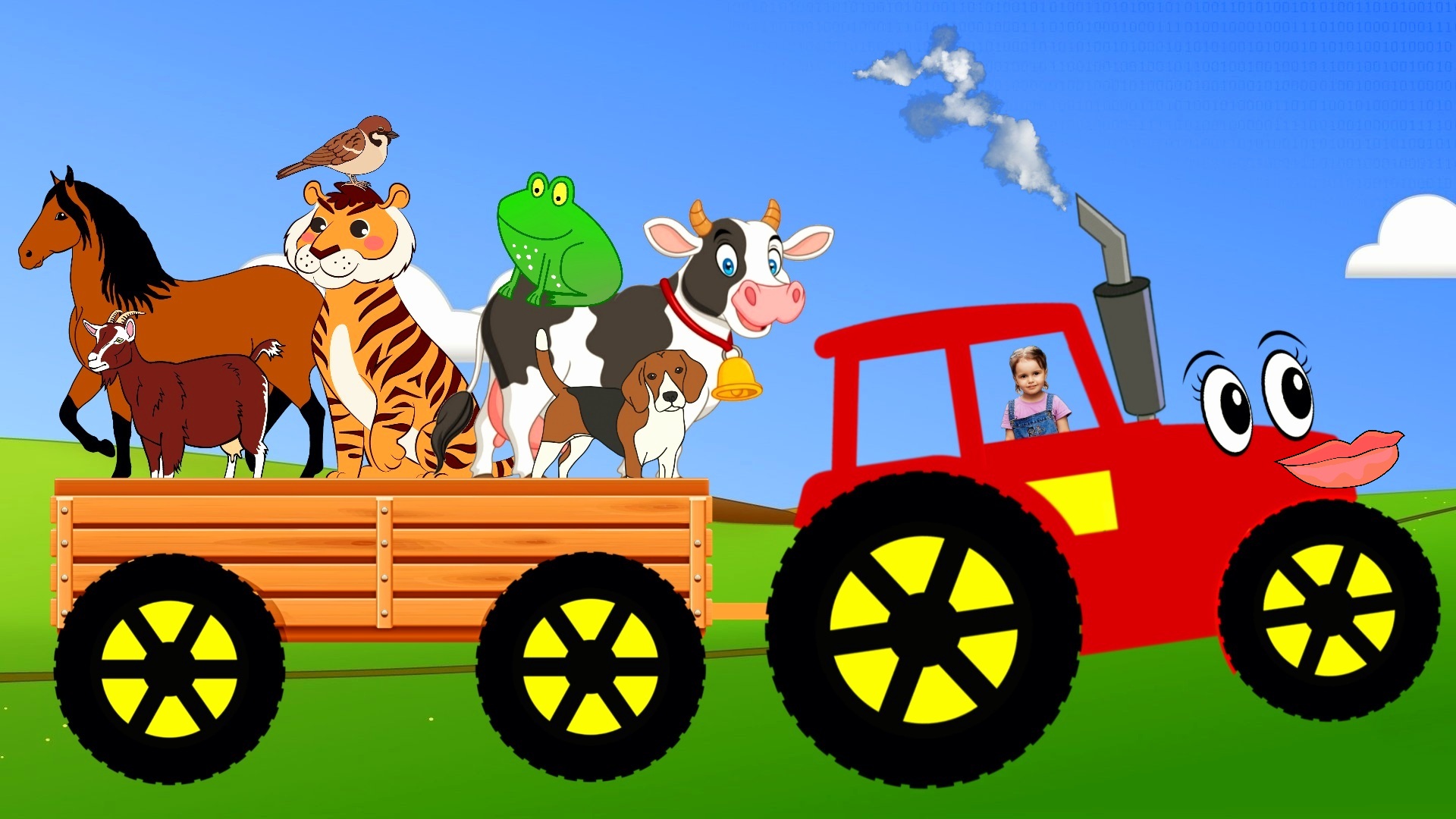 Едет трактор по полям и везёт животных - кто в прицепе? Отгадай животных мультик. Мультик загадка.