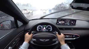 2021 Genesis GV70 2.2 CRDi POV test drive, a rainy day