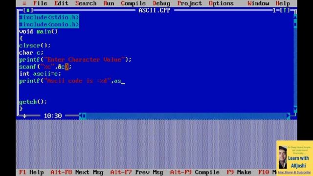 C Language Program 1 : Input a character and print its corresponding ASCII Code and vice versa हिंद