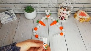 Слингобусы и браслет вязаные крючком «Зайчик с морковкой»