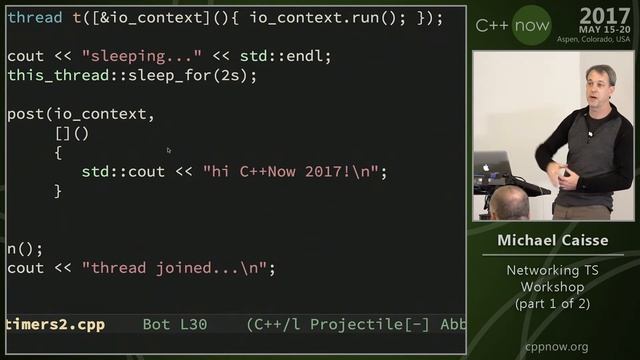 C++Now 2017: Michael Caisse “Networking TS Workshop (part 1 of 2)" смотреть онлайн