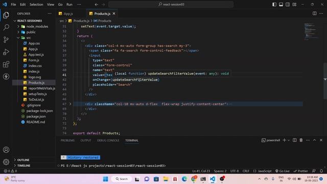 Search Filter in React JS | Implementing Search Bar Functionality in React | React JS Tutorials |