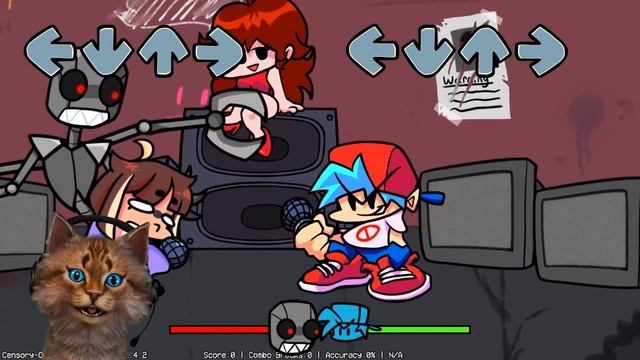 ? СУМАСШЕДШАЯ КЬЮТИ РОБОТ во Friday Night Funkin' vs QT HARD MODE ПРОТИВ Весёлый Кот смотреть онлайн