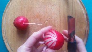 Цветы из редиса. Украшение из редиса для блюд праздничного стола. Карвинг из овощей