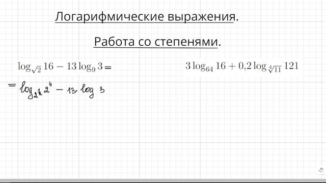 Задание 6. ЕГЭ профиль 2023 Логарифмические выражения. Работа со степенями.