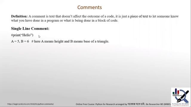 Lecture 2.2: Python Basic Input Output and Comments ।। Python for Research