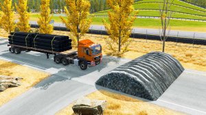 Машины против гигантского лежачего полицейского в BeamNG Drive