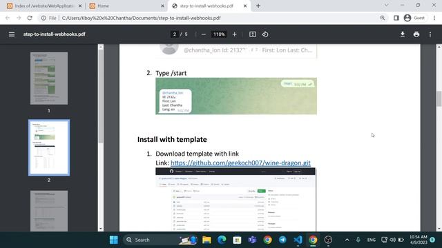 How to create webhooks using bot telegram with php code