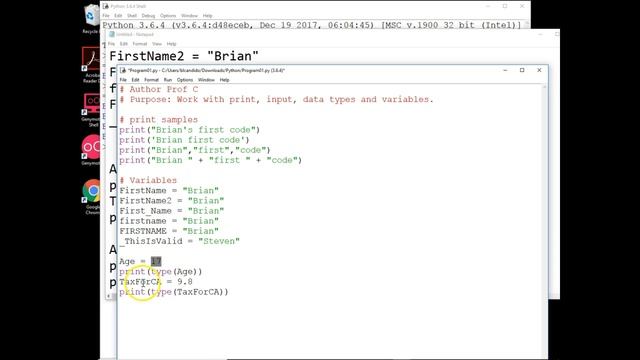 Python  work with print, input, data types and variables