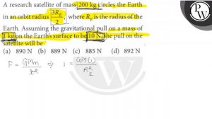 A research satellite of mass 200  kg circles the Earth in an orbit radius 3 R_E/2, where R_E is t..