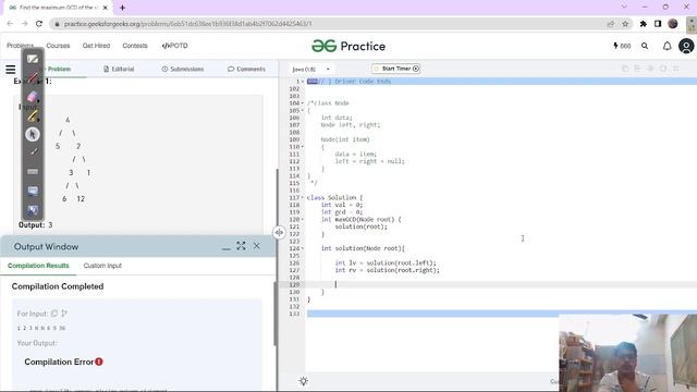 Find the maximum GCD of the siblings of a Binary Tree|java|GFG|Problem Of The Day|17 jan 2023 смотреть онлайн