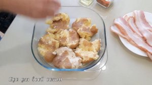 Мятый картофель с беконом