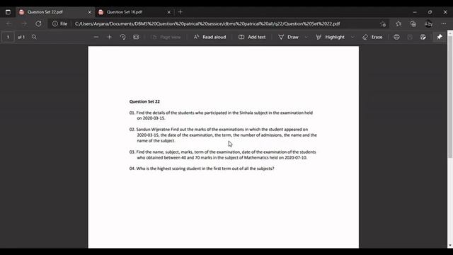 DBMS Question Session Task No 23 | Java Institiute | SL Ramindu смотреть онлайн