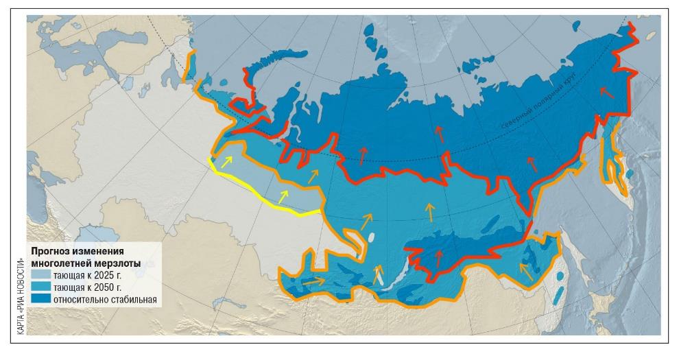 Карта распространения мерзлоты