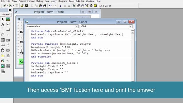 How to create BMI calculator in visual basic 6.0 | Calculate your body mass index