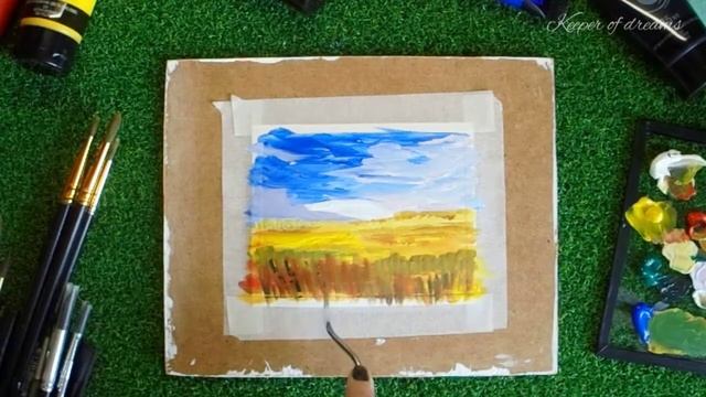 Как нарисовать пшеничное поле акриловыми красками