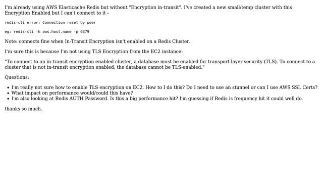 AWS Redis Encryption in-transit + TLS EC2 Connection (3 Solutions!!) смотреть онлайн