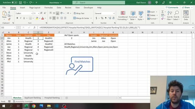 matchmaking algorithm excel