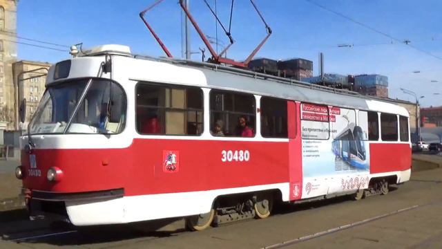 Трамвай Tatra-t3 (МТТА) №30480 с маршрутом №6 "Метро Сокол - Братцево" смотреть онлайн