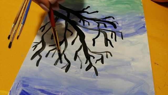 Цветущая Сакура. Нетрадиционная техника рисования