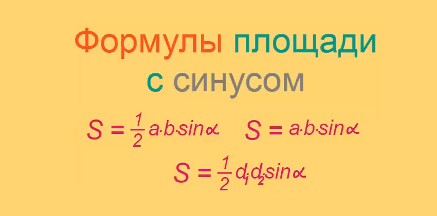 Формула площади синусов. Формула площади с синусом. Площадь синус. Формула площади через синус. Площадь синусоиды.