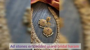 Ad stones embedded grand bridal haram | South Indian bridal wedding jewellery