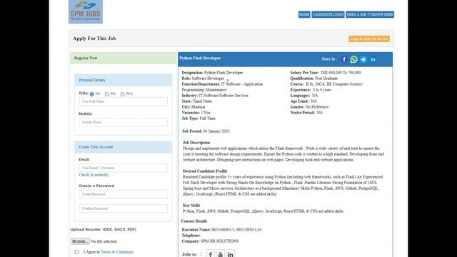 ? ? SPM JOBS  -  Python Flask Developer  | Job Vacancy 2022