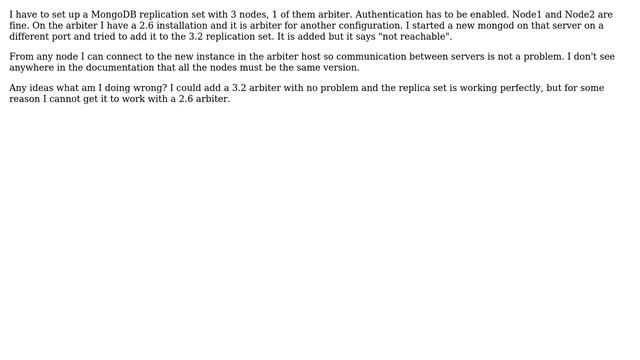 MongoDB 3.2 replica set with arbiter version 2.6 смотреть онлайн