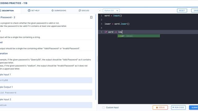 ccbp | python | coding practice 11B | Valid Password - 2