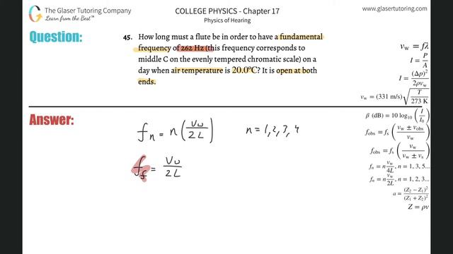17.45 | How long must a flute be in order to have a fundamental frequency of 262 Hz (this frequency смотреть онлайн