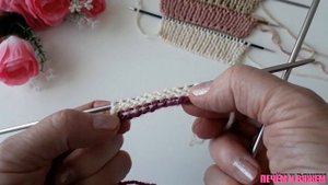 Итальянский наборный край спицами с  дополнительной нитью./Резинка 1*1