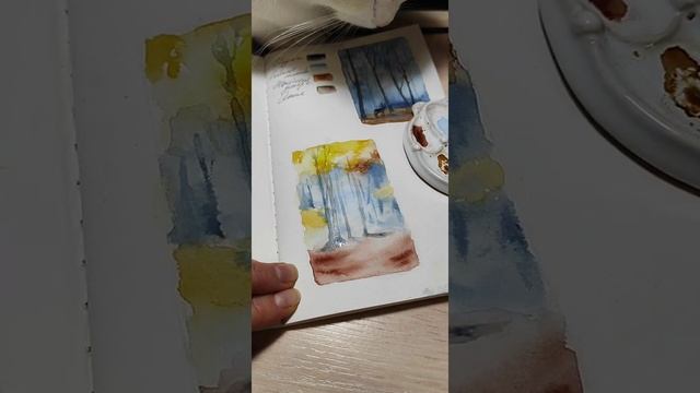 Стрим от 19.02.21 Рисую миниатюрный пейзаж "Лес осенью" смотреть онлайн