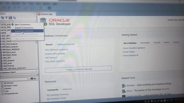 Oracle SQL Developer - How to establish DB connection manually and using json file