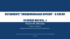 Остановите "эмоциональные качели" - я слезу" (И пойду шагать.) Анонимный Алкоголик Никита М. (Москв