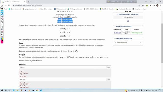 Codeforces Round #792 (Div. 1 + Div. 2) B | Problem B. Z mod X = C |bangla solution with code in c+ смотреть онлайн