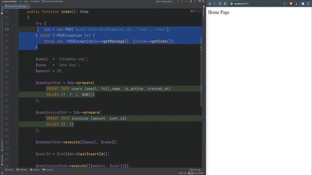 65 PHP PDO Tutorial Part 2 - Transactions - Env Variables & PHPDotEnv - Full PHP 8 Tutorial