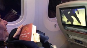 Lucetta on a plane watching Ruth Bader Ginsburg documentary and approves highly of RBG's workouts