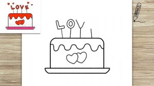 How to Draw Cute Simple Love Cake Step by Step | How to Draw an Easy Cake