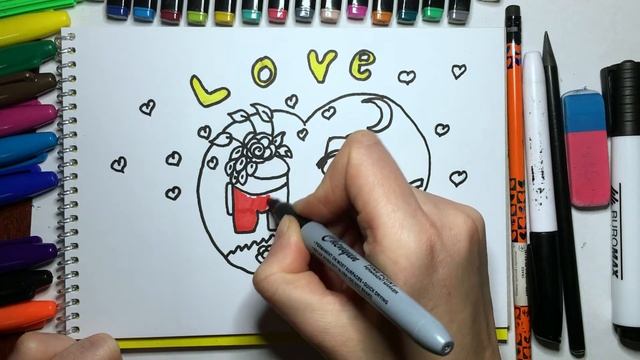 Как нарисовать Амонг Ас / Рисунок AMONG US в стиле LOVE IS / How to Draw AMONG US
