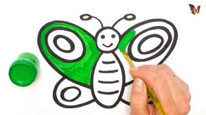 Как нарисовать бабочку / Мультик раскраска БАБОЧКА для детей / Раскраски малышам