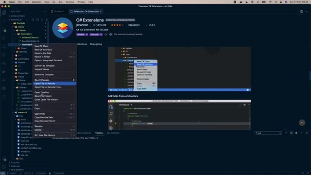 Visual Studio Code Extensions for .Net development