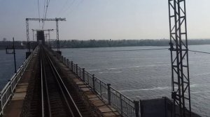 Мерефо-Херсонский мост, Днепр. Как выглядит мост через Монастырский остров из кабины локомотива