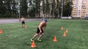 Упражнение с фишками на координацию и функциональную выносливость. Применима для единоборств.