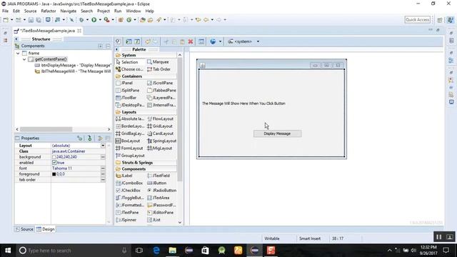 JAVA ECLIPSE GUI TUTORIAL 3 DISPLAY THE MESSAGE IN THE JLABEL смотреть онлайн