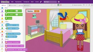 31. Игра с одеваем куклы. Часть 2. Добавляем баллы в Pictoblox