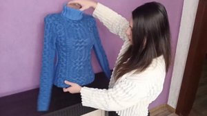 Свитер с косами/аранами спицами.