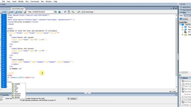 program find the area and perimeter of a rectangle in php смотреть онлайн