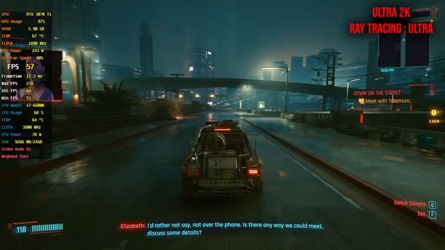 Cyberpunk 2077 RTX 3070 Ti 8GB All Setting FPS & Game play 1080P & 2K & 4K