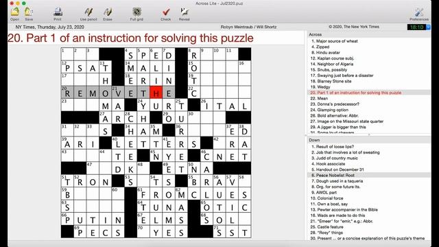 Extremely Tricky Crossword | New York Times Crossword Puzzle Walkthrough | Thursday, July 23rd 2020 смотреть онлайн