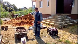 Приготовление цементно песчаного раствора с фиброй